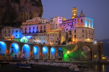 atrani christmas lights, amalfi coast, italy