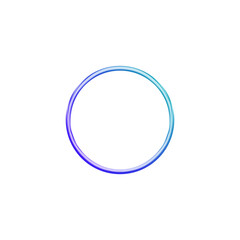 Purple teal neon ring isolated on transparent background, glowing circular frame with smooth gradient