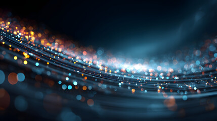 Dynamic light patterns create colorful waves in abstract technology visualization digital art