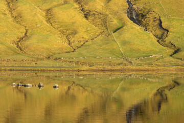 Reflections in a lake in The Faroe islands