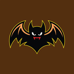 Scary Bat Logo Vector – Halloween Vampire Bat Emblem Illustration.