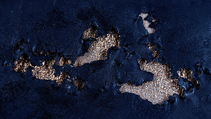 background of rusty old metal covered with black paint and decor