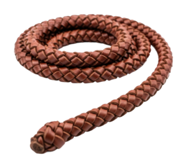 Action-packed leather whip workshop product isolated on transparent background