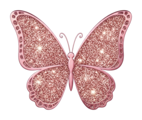 Glittering butterfly design digital enchanting environment isolated on transparent background