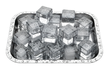 Chilling ice cubes in a tray home kitchen food bright isolated on transparent background