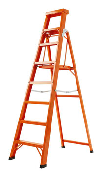 Ladder climbing safety tips construction site guide side view isolated on transparent background