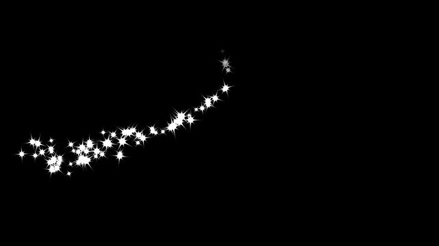 Twinkling glitter stars animation,  glitter particles light trail, fast line glitter motion, white cartoon blinking stars, flat vector doodle sparkle, glowing light trails, 2D Glittering particle tail