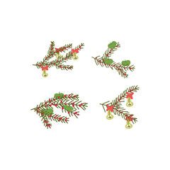 Sustainable Christmas artwork with hand-drawn branches, berries, apples, pears, mushrooms, and festive winter vibes.