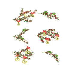 Sustainable Christmas artwork with hand-drawn branches, berries, apples, pears, mushrooms, and festive winter vibes.