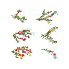 Sustainable Christmas artwork with hand-drawn branches, berries, apples, pears, mushrooms, and festive winter vibes.