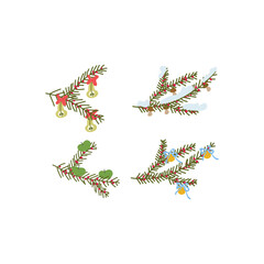 Sustainable Christmas artwork with hand-drawn branches, berries, apples, pears, mushrooms, and festive winter vibes.