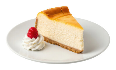 Delicious cheesecake slice on plate dessert kitchen view isolated on transparent background