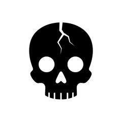 Fototapeta premium Cracked Skull Icon, Symbol of Damage, Head Trauma, or Destruction