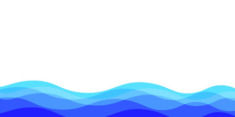 Blue water wave line deep sea pattern background banner vector illustration.