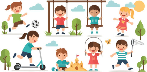 Fototapeta premium Happy Children Playing Outdoor Activities Together Diverse Kids Enjoying Fun and Games in Nature