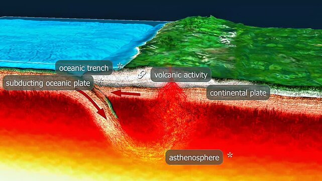 Oceanic and continental plates collision