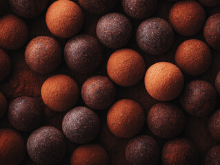 abstract background in the form of a photo with chocolate balls,  can be used as a banner or poster