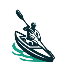 Dynamic Kayaker Paddling Vector Illustration
