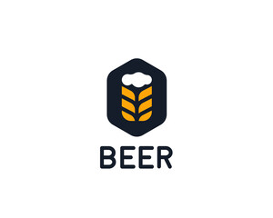Brewery logotype. Beer  logo design template. Pub modern symbol. Stylized mug badge emblem.