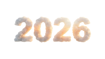Cloud Style 2026 Numbers Isolated On Black Background