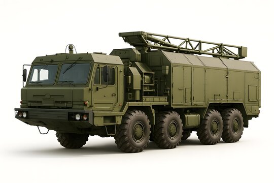 S-400 Triumph Command and Control Vehicle on White Background