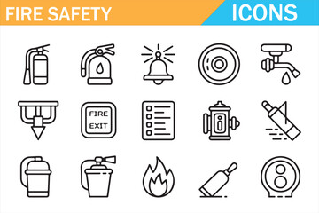 Fire protection and emergency equipment icons collection