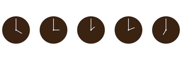 Clock icons in line style set isolated on white background. Time icon. Vector