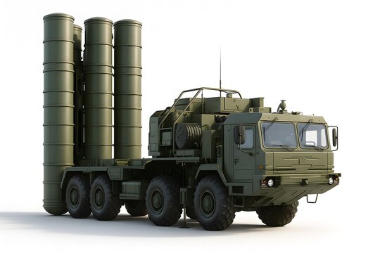 Ultra-Realistic S-400 Triumph Air Defense Missile System on White Background