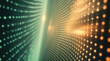 Futuristic network connection displaying abstract digital data dots flowing along curves, presenting a concept of technology, communication and internet