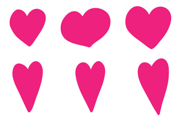 Hand drawn heart. Doodle hand drawn hearts. Set of different heart. Valentine's Day set. Vector illustration isolated on white background.