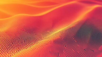 Abstract digital waveform displaying flowing liquid simulation with warm gradient colors, representing data streams, sound frequencies, and modern technology