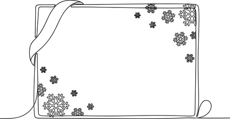 Continuous Line Art of Holiday Card with Winter Motif. © MdJillur
