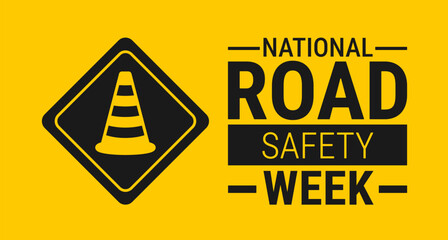 National Road safety week background, banner, card or poster design template is observed every year during January, to raise awareness about the mission. Vector illustration.