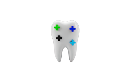 Tooth with Colored Crosses: Dental Health Concept