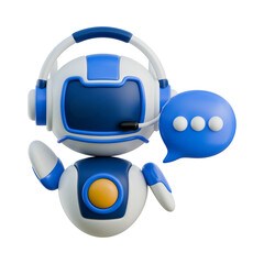 Futuristic Robot with Headset Speaking