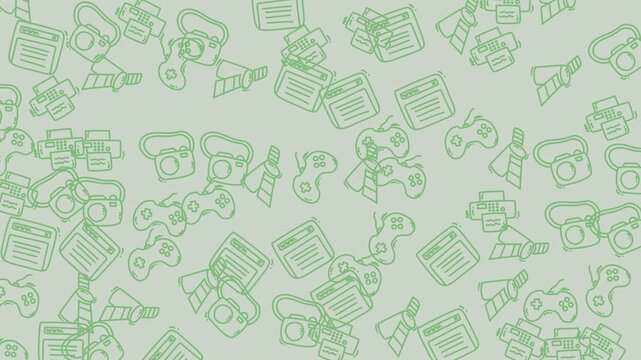 Seamless green business icons animated background loop.