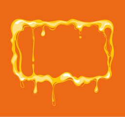 Honey drop splash empty frame isolated set. Vector graphic design illustration