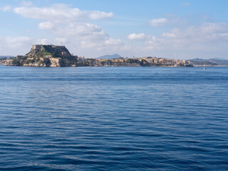 Fototapeta premium Sea view to Old Fortress on the island of Corfu, Greece