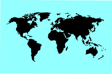 Flat Vector Illustration of All Continents in Separate Solid Colors &mdash; Modern Minimal Infographic World Map