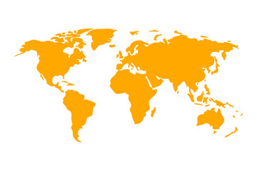 Flat Vector Illustration of All Continents in Separate Solid Colors &mdash; Modern Minimal Infographic World Map