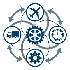 Transportation Logistics Abstract Symbols  White B (1) Vector Illustration