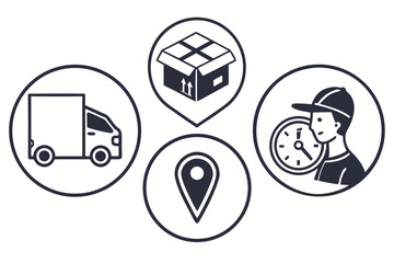 Courier Service Icon Set  No Text  White Backgroun (1) Vector Illustration