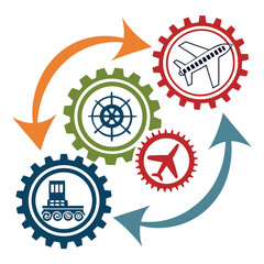 Transportation Logistics Abstract Symbols  White B Vector Illustration