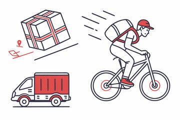 Courier Service Icon Set  No Text  White Backgroun Vector Illustration
