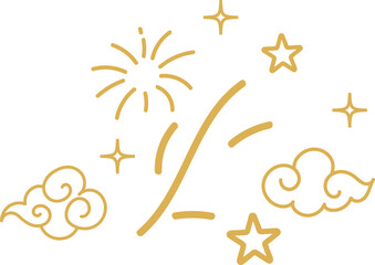 Gold Cloud Star Burst Decorative Element