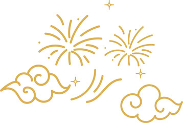 Gold Cloud Firework Bloom Decorative Element