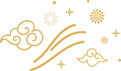 Gold Cloud Wave Spark Decorative Element