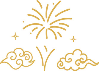 Obraz premium Gold Cloud Firework Curve Decorative Element