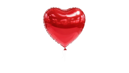 Floating Red Heart Balloon on Transparent Background PNG