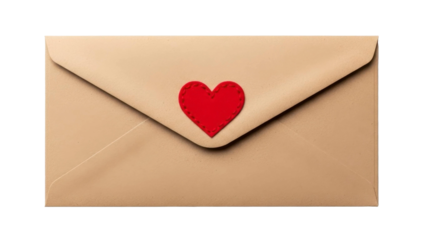 Envelope with Red Heart Decoration on Transparent Background PNG